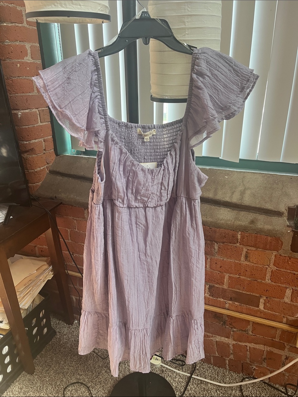Rewind Lilac Flutter-Sleeve Tiered Mini Dress
